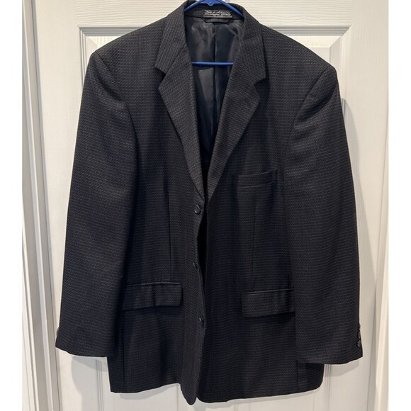 Palo Savino Rome Milan Men’s Blue Textured Wool Blend Blazer Jacket 48R 2 Button - Picture 1 of 15